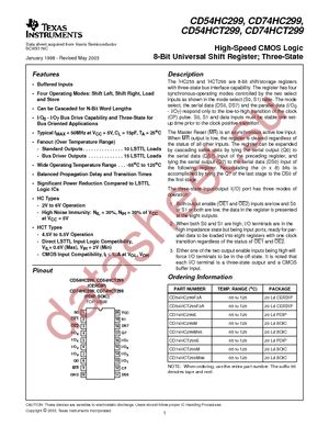 CD74HC299ME4 datasheet  